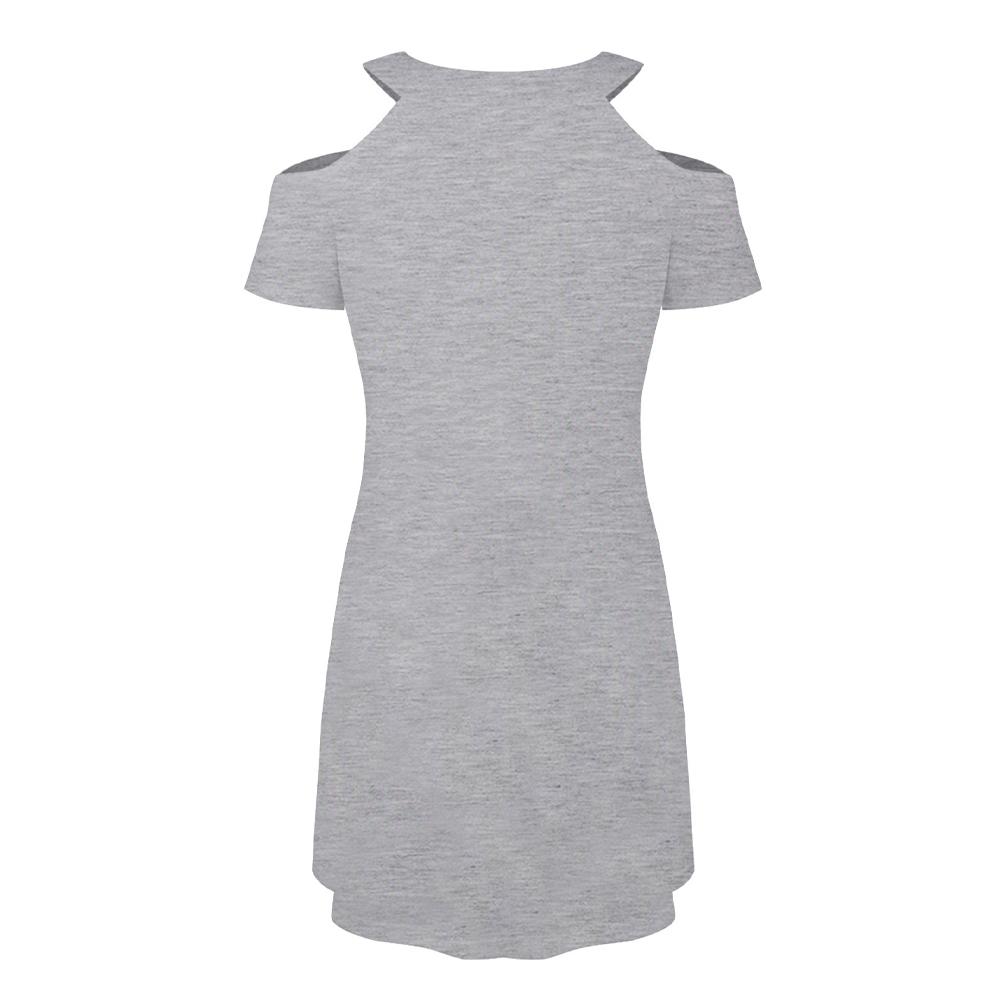 Solid Cold Shoulder Short Sleeve Dress